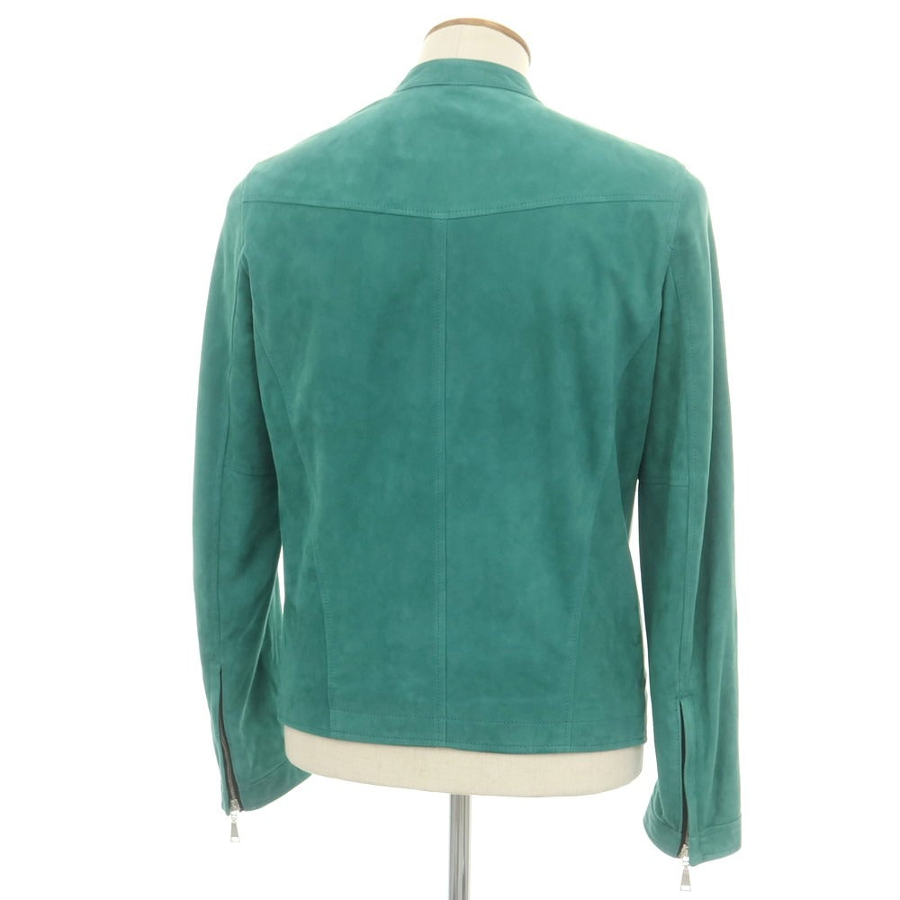 【新品】タリアトーレ TAGLIATORE STANLEY ラムスエード ダブルジップ シングルライダース レザーブルゾン グリーン【 46 】【 状態ランクN 】【 メンズ 】