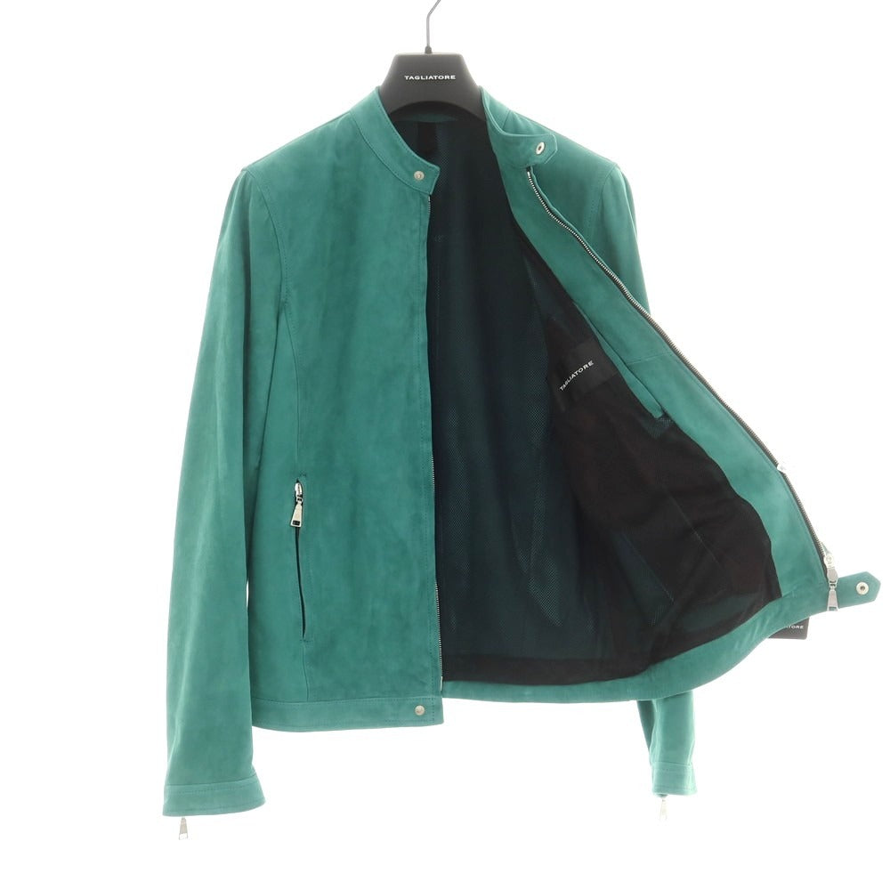 【新品】タリアトーレ TAGLIATORE STANLEY ラムスエード ダブルジップ シングルライダース レザーブルゾン グリーン【 46 】【 状態ランクN 】【 メンズ 】