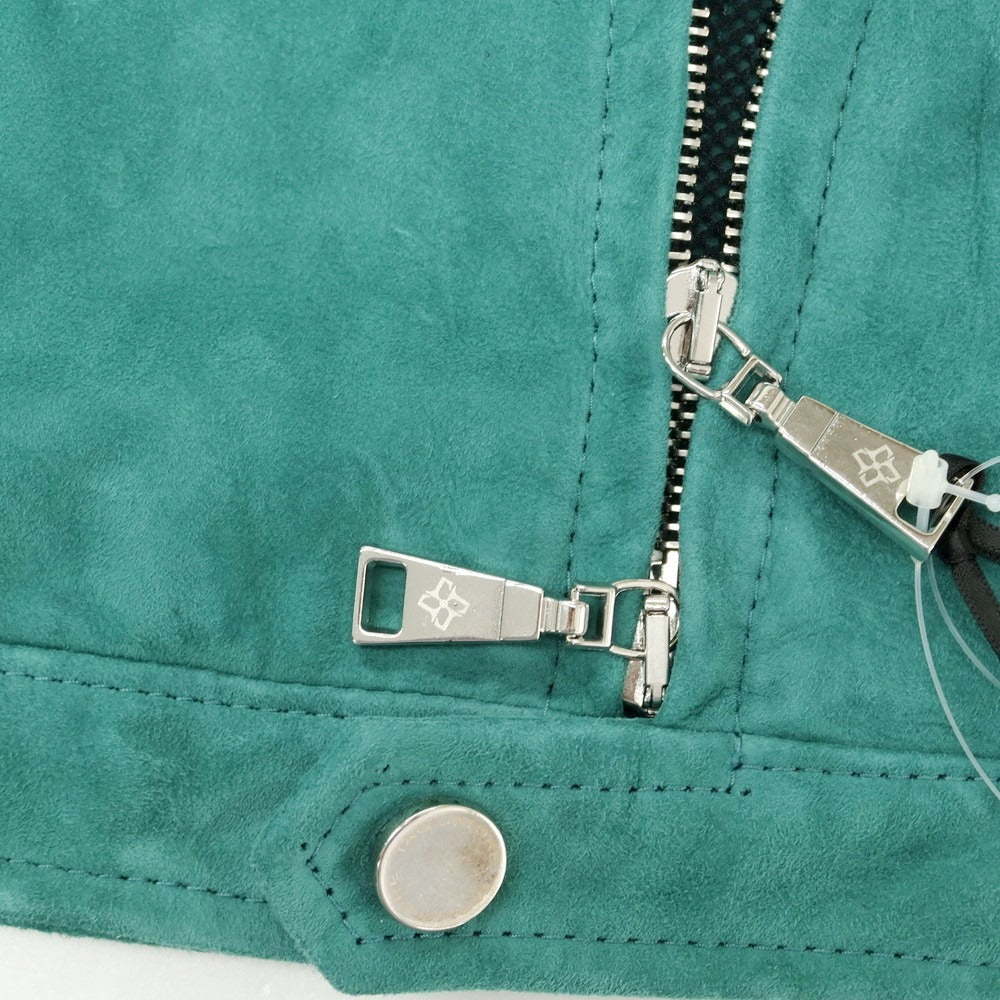 【新品】タリアトーレ TAGLIATORE STANLEY ラムスエード ダブルジップ シングルライダース レザーブルゾン グリーン【 46 】【 状態ランクN 】【 メンズ 】