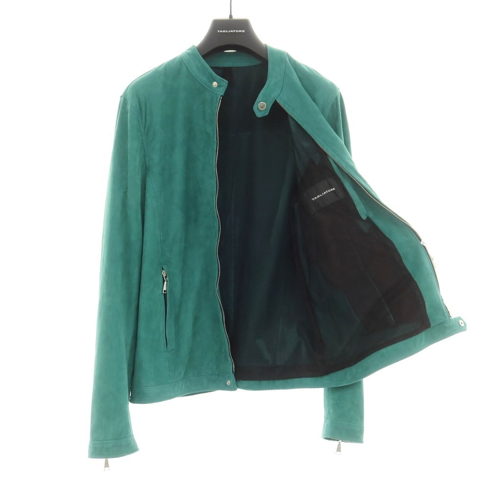 【新品アウトレット】タリアトーレ TAGLIATORE STANLEY ラムスエード ダブルジップ シングルライダース レザーブルゾン グリーン【 48 】【 状態ランクN- 】【 メンズ 】