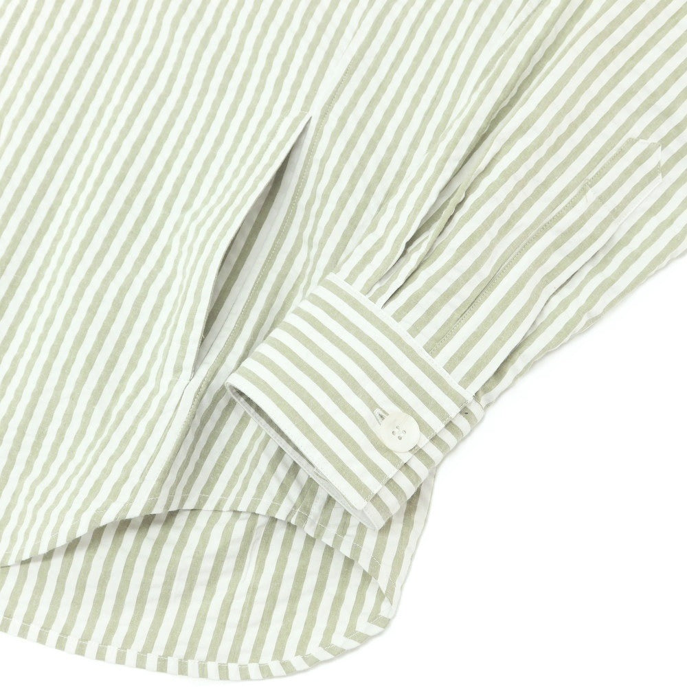 【新品アウトレット】バグッタ Bagutta LIAM ストレッチ コットン シアサッカー ストライプ オープンカラー シャツブルゾン ホワイトxライトオリーブ【 S 】【 状態ランクN- 】【 メンズ 】