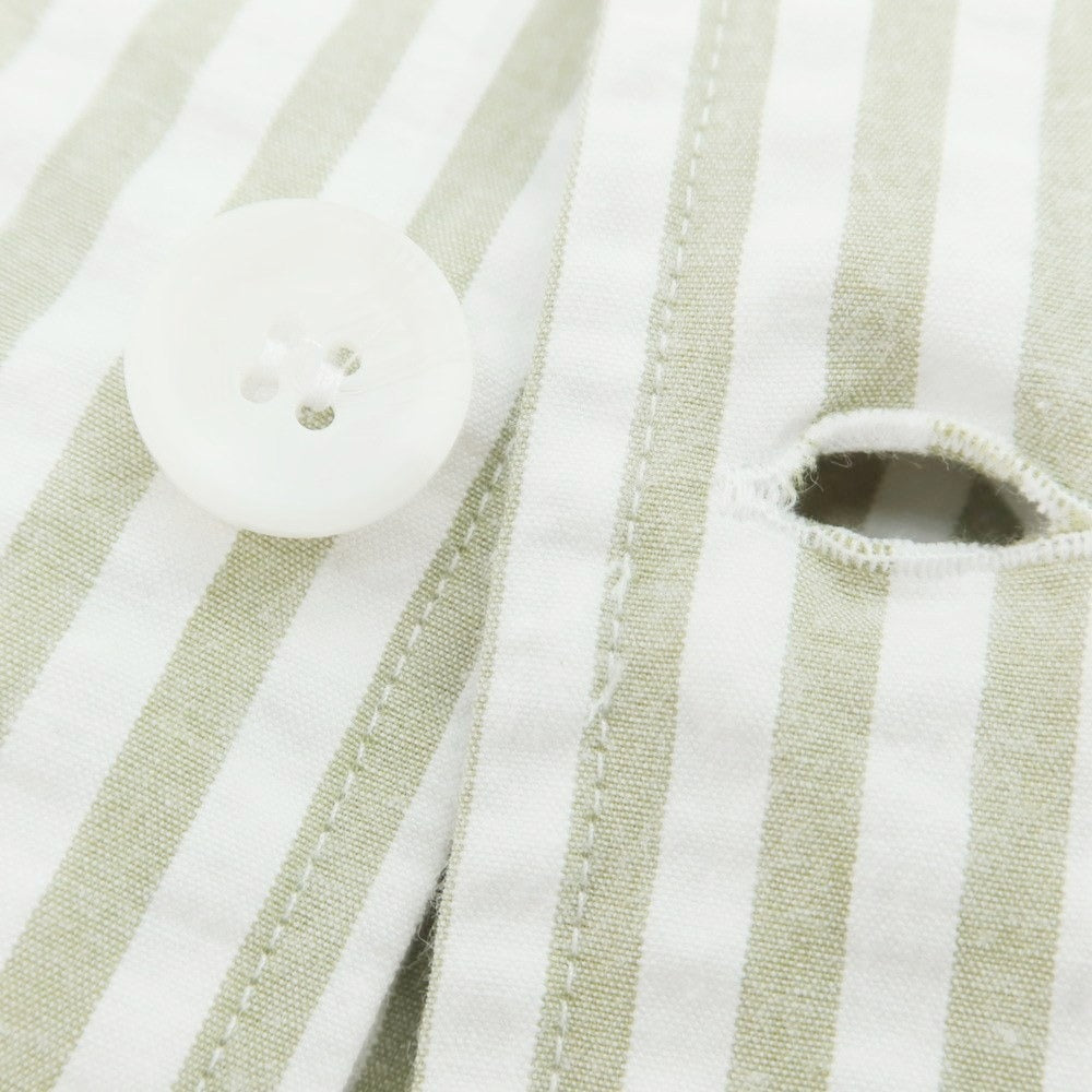 【新品アウトレット】バグッタ Bagutta LIAM ストレッチ コットン シアサッカー ストライプ オープンカラー シャツブルゾン ホワイトxライトオリーブ【 S 】【 状態ランクN- 】【 メンズ 】