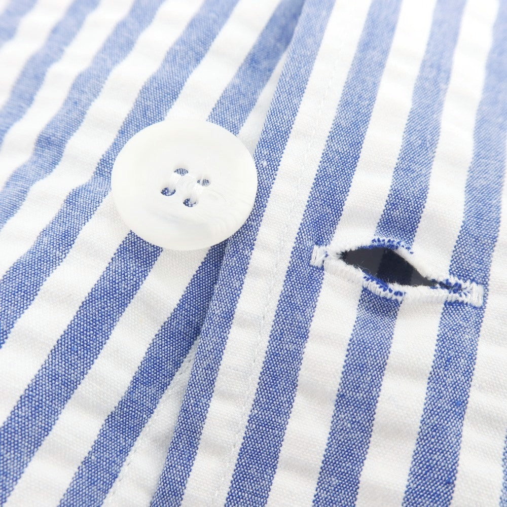 【新品】バグッタ Bagutta LIAM ストレッチ コットン シアサッカー ストライプ オープンカラー シャツブルゾン ホワイトxブルー【 XL 】【 状態ランクN 】【 メンズ 】