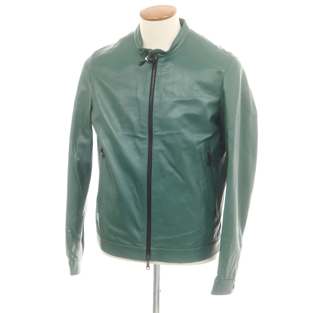 【中古】エンメティ EMMETI ラムレザー ライダースジャケット グリーン【 48 】【 状態ランクA 】【 メンズ 】