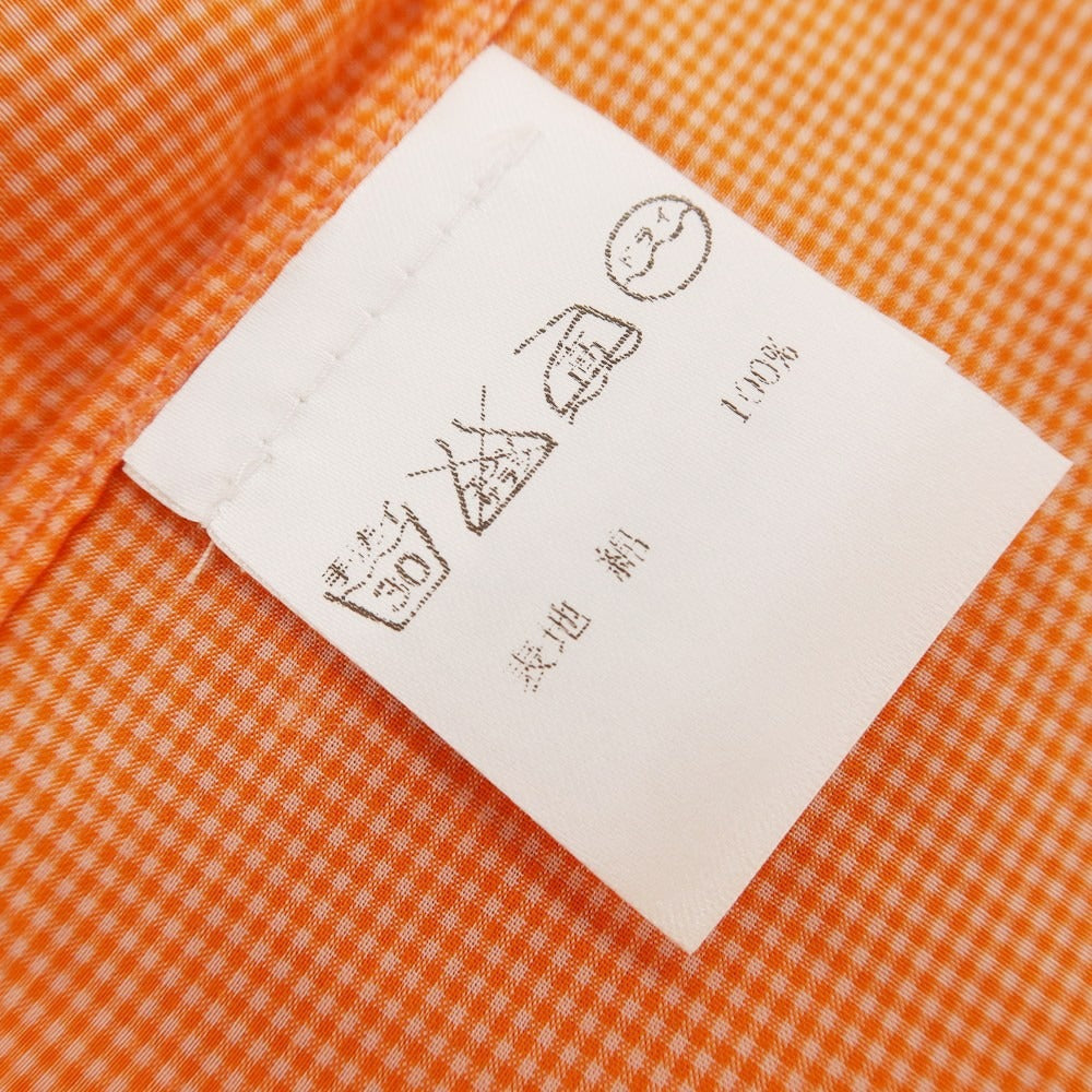 【中古】フィナモレ Finamore コットン ギンガムチェック ホリゾンタルカラー カジュアルシャツ オレンジ【 S 】【 状態ランクA 】【 メンズ 】