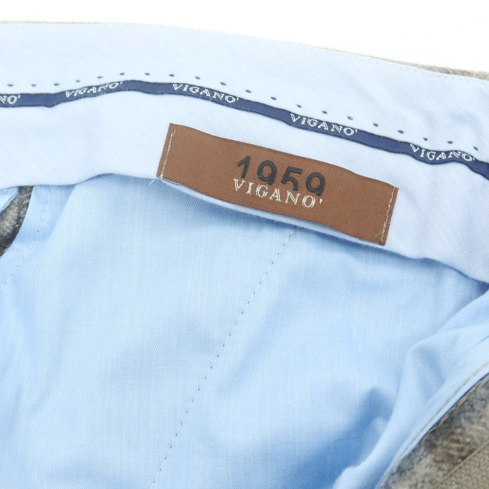 【中古】ヴィガーノ VIGANO ウール チェック ドレススラックスパンツ グレージュxブラウン【 48 】【 状態ランクC 】【 メンズ 】