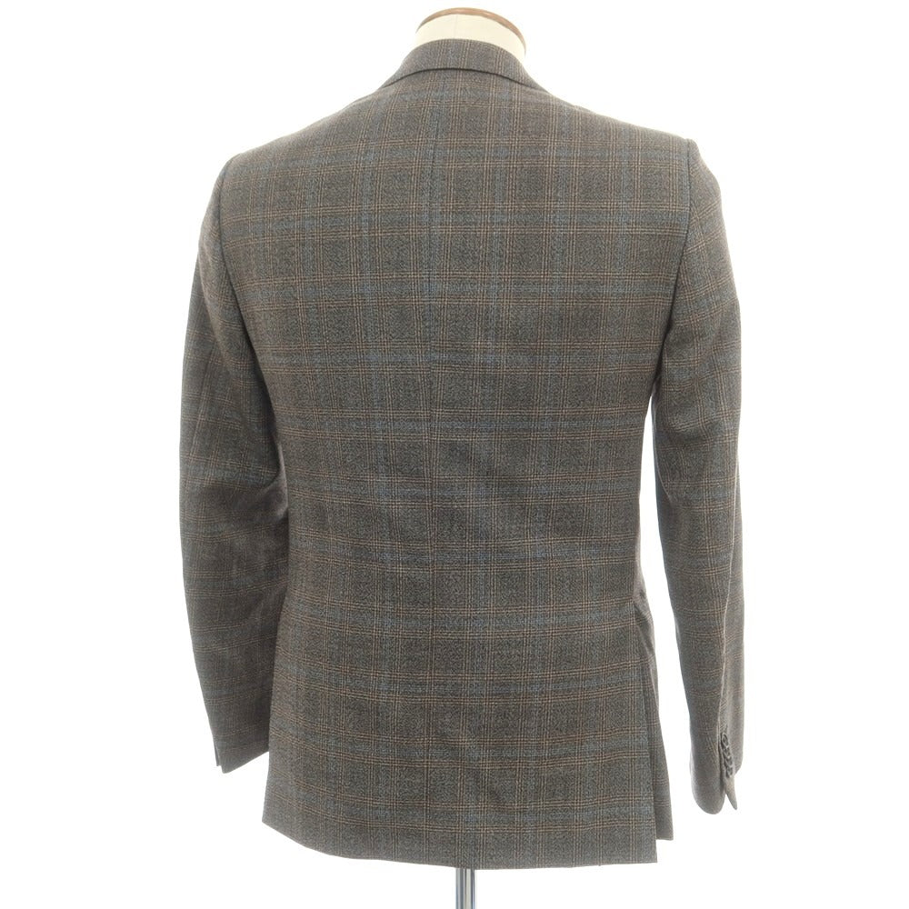 【中古】カルーゾ CARUSO チェック ウール テーラードジャケット ダークグレーxブルー【 46 】【 状態ランクC 】【 メンズ 】