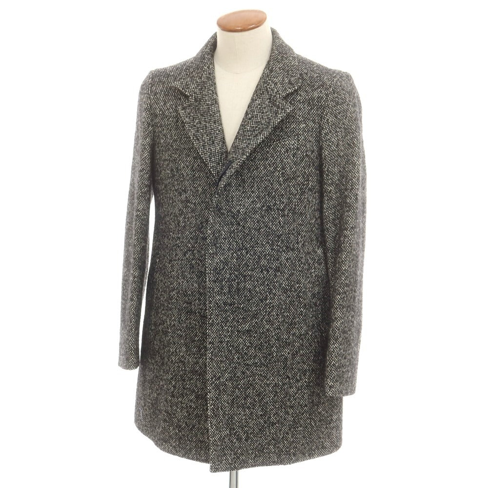 【中古】アレグリ Allegri ウールシルク チェック チェスターフィールドコート ブラックxホワイト【 46 】【 状態ランクB 】【 メンズ 】