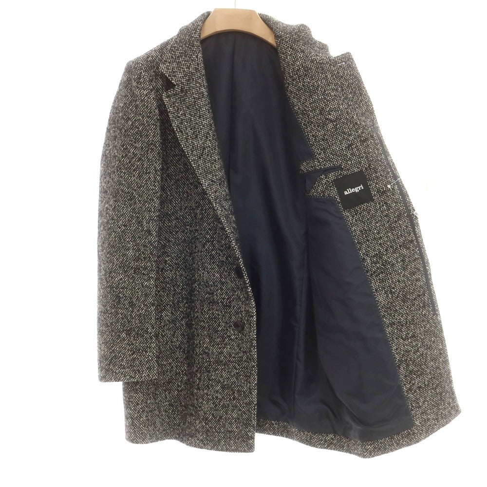 【中古】アレグリ Allegri ウールシルク チェック チェスターフィールドコート ブラックxホワイト【 46 】【 状態ランクB 】【 メンズ 】
