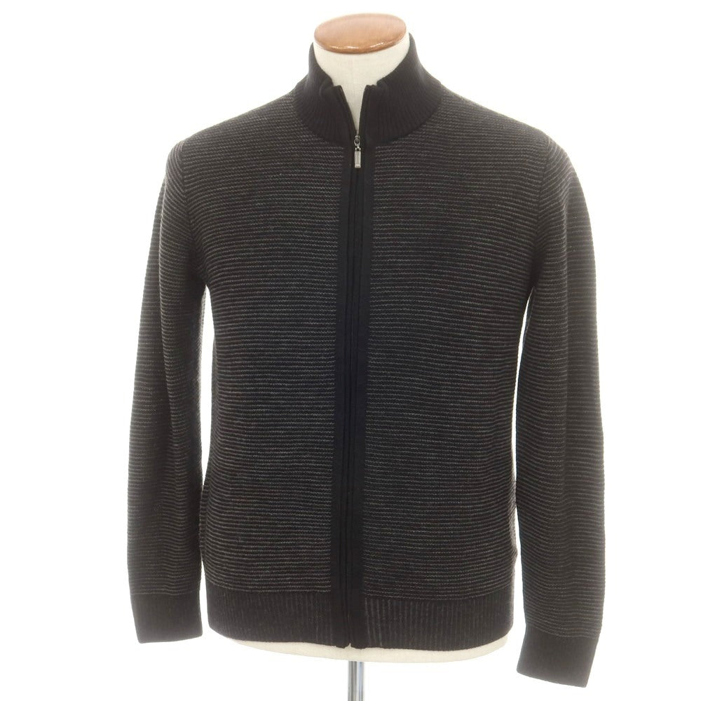 【中古】アレグリ Allegri ウールアクリル ジップアップ カーディガン ブラックxグレー【 46 】【 状態ランクA 】【 メンズ 】