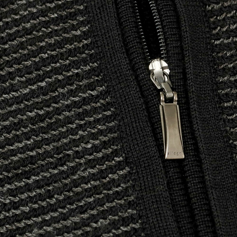 【中古】アレグリ Allegri ウールアクリル ジップアップ カーディガン ブラックxグレー【 46 】【 状態ランクA 】【 メンズ 】