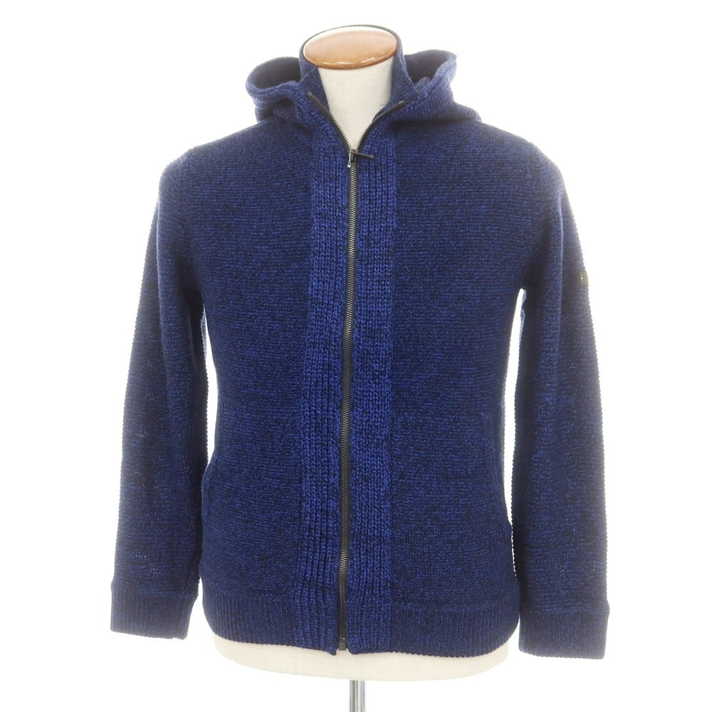 【中古】アレグリ Allegri ウールアクリル ジップアップ ニット パーカー ブルーxブラック【 46 】【 状態ランクA 】【 メンズ 】