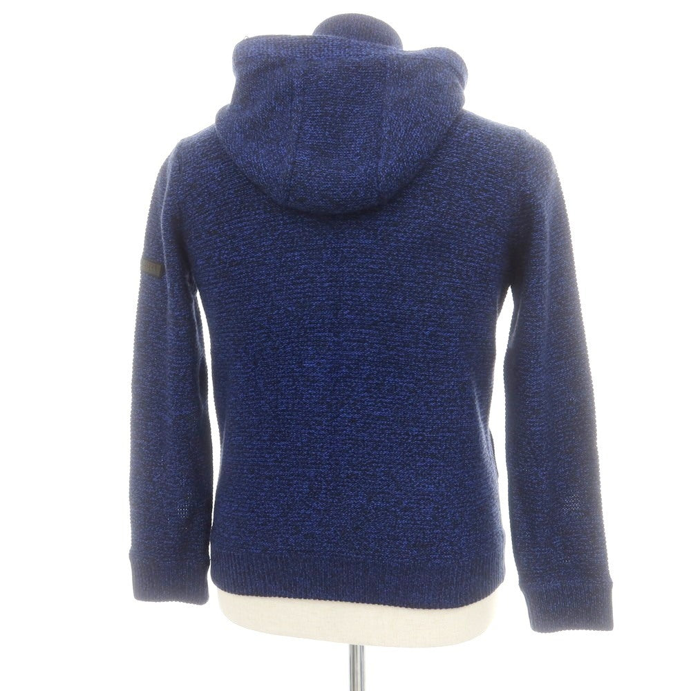【中古】アレグリ Allegri ウールアクリル ジップアップ ニット パーカー ブルーxブラック【 46 】【 状態ランクA 】【 メンズ 】