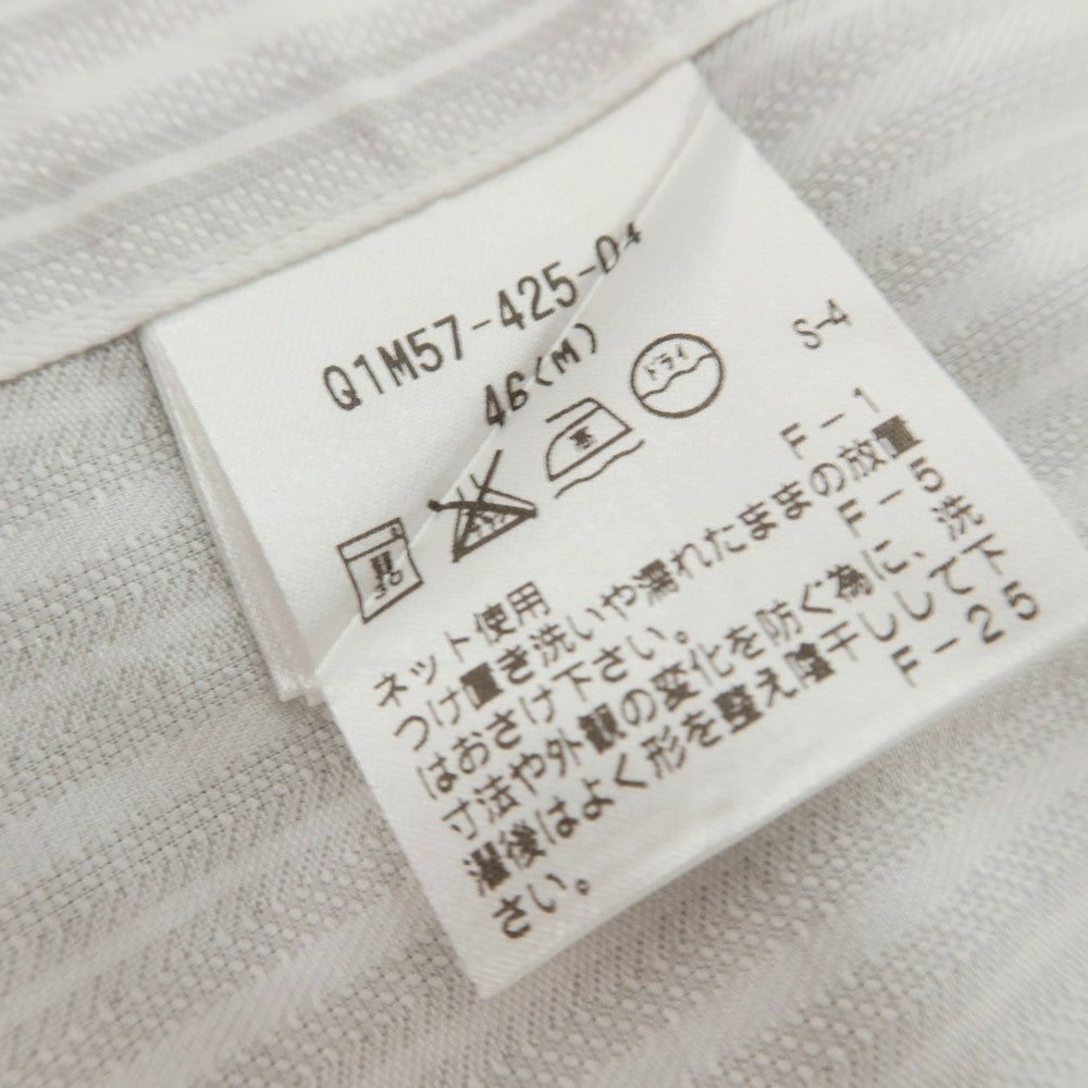 【中古】アレグリ Allegri コットン ストライプ ホリゾンタルカラー ドレスシャツ ホワイトxグレー【 46 】【 状態ランクB 】【 メンズ 】
