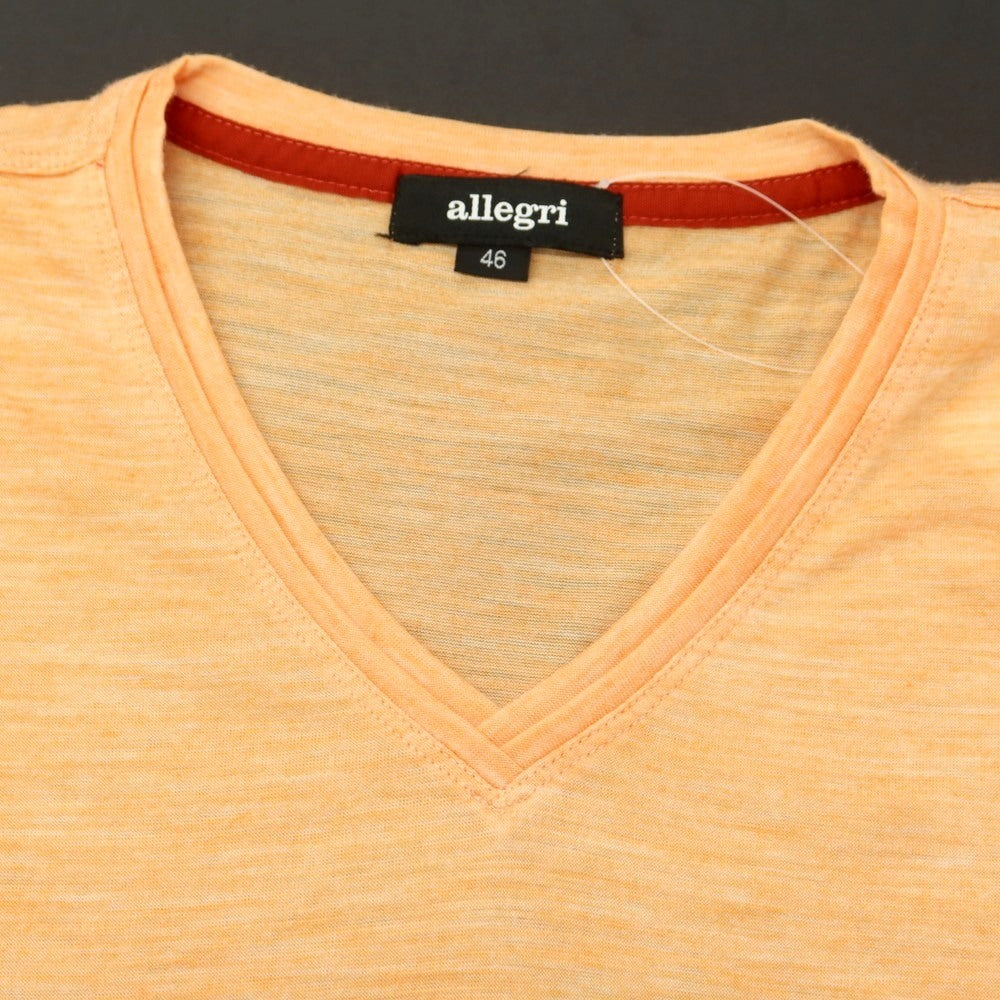 【中古】アレグリ Allegri ポリエステルリネン Vネック 半袖Tシャツ オレンジ【 46 】【 状態ランクA 】【 メンズ 】
