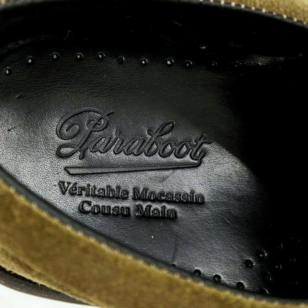 【中古】パラブーツ Paraboot THIERS スエード モカシンシューズ オリーブ系【 9 】【 状態ランクB 】【 メンズ 】