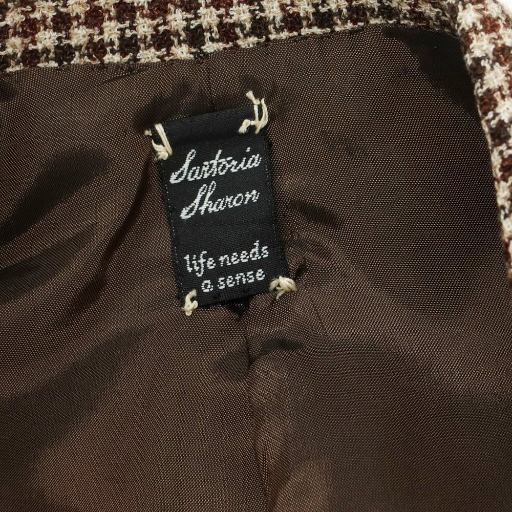 【中古】シャロン Sharon ウール系 チェック 3B テーラードジャケット ベージュxブラウン【 表記なし(S位) 】【 状態ランクB 】【 メンズ 】