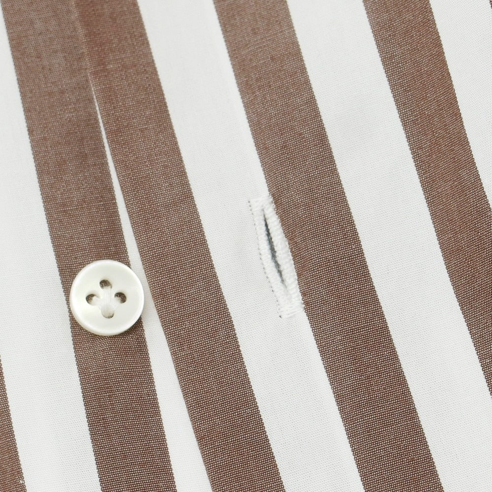 【中古】ボリエッロ BORRIELLO コットン ストライプ ワイドカラー ドレスシャツ ブラウンxホワイト【 37 】【 状態ランクB 】【 メンズ 】