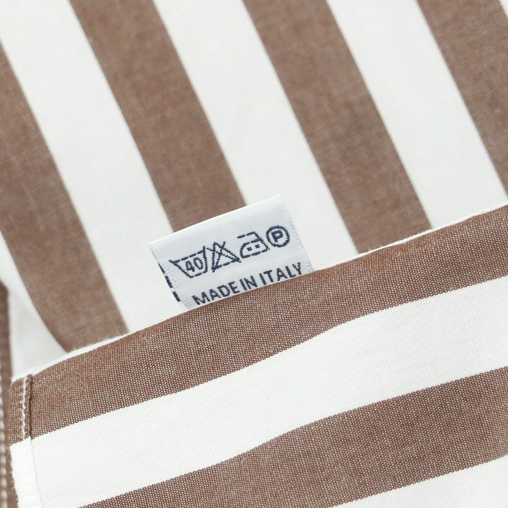 【中古】ボリエッロ BORRIELLO コットン ストライプ ワイドカラー ドレスシャツ ブラウンxホワイト【 37 】【 状態ランクB 】【 メンズ 】