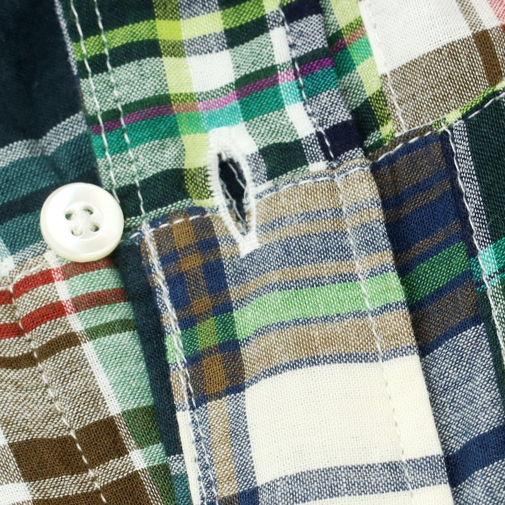【中古】ブローシュア BROCHURE BD PATCHWORK MADRAS コットン チェック ボタンダウン カジュアルシャツ グリーン【 M 】【 状態ランクB 】【 メンズ 】