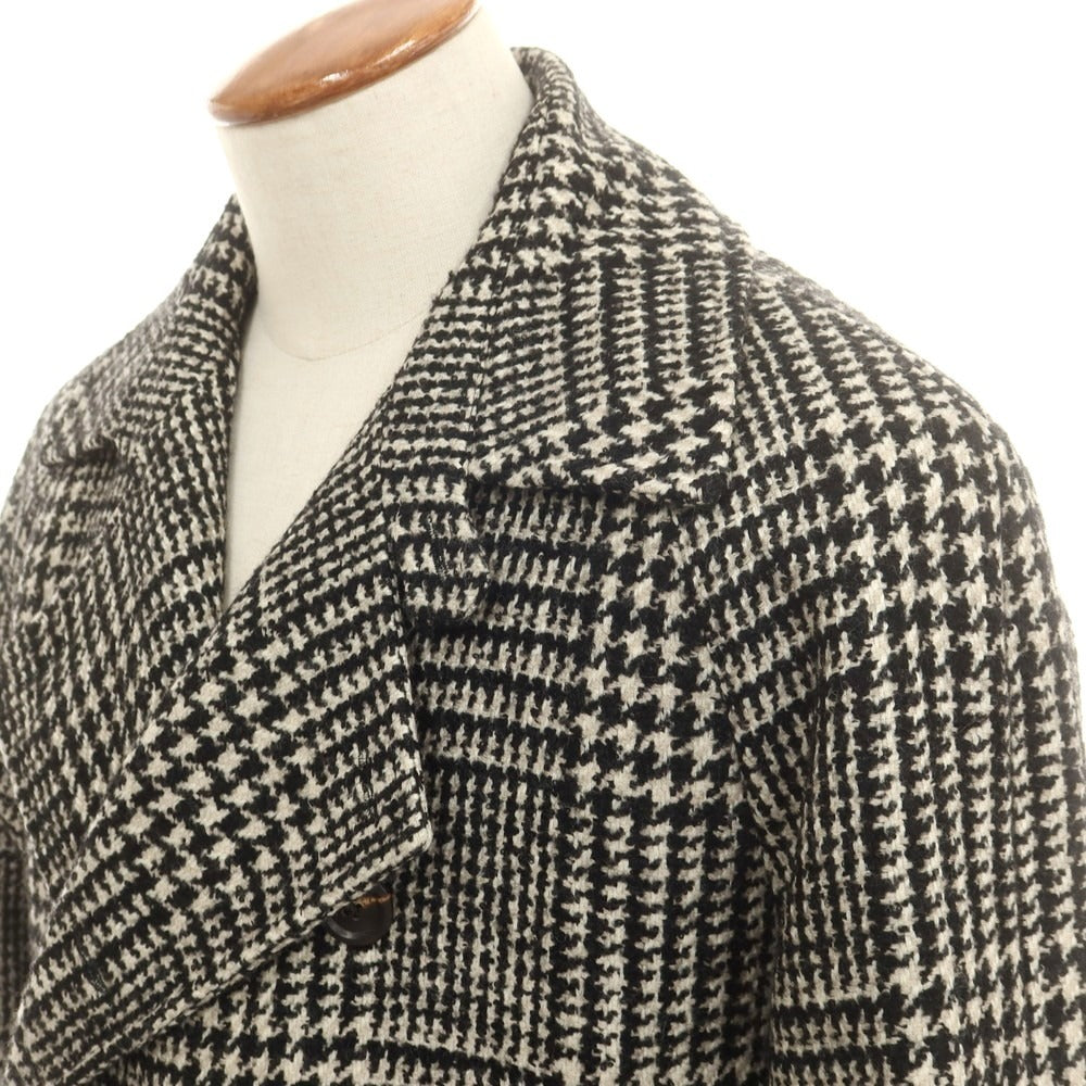 【中古】スティレ ラティーノ STILE LATINO ウールアルパカ チェック トレンチコート ブラックxホワイト【 48 】【 状態ランクB 】【 メンズ 】