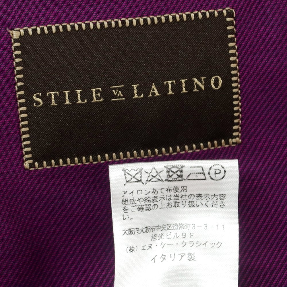 【中古】スティレ ラティーノ STILE LATINO ウールカシミヤ チェック ダブル6B テーラードジャケット ライトネイビーxブラック【 48 】【 状態ランクB 】【 メンズ 】