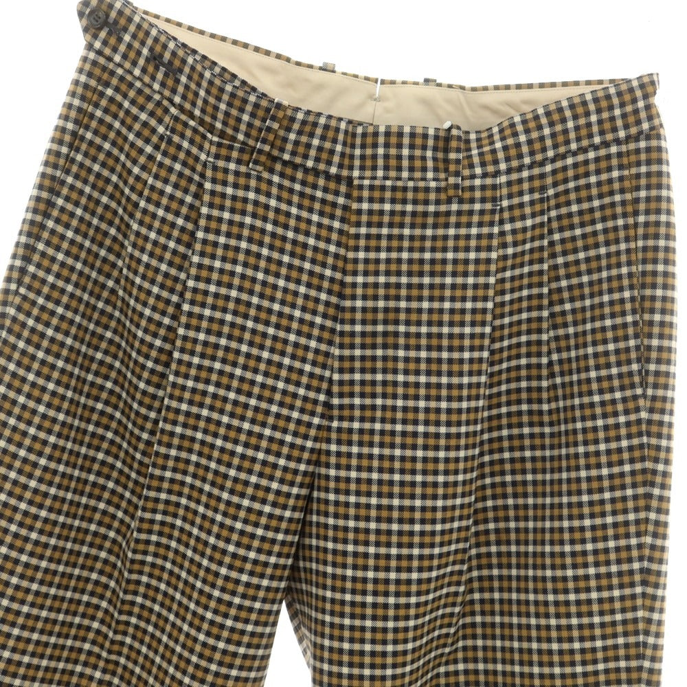 【中古】ラファーボラ La Favola ストレッチ ポリエステルウール チェック カジュアルスラックスパンツ ネイビーxベージュ【 3 】【 状態ランクC 】【 メンズ 】