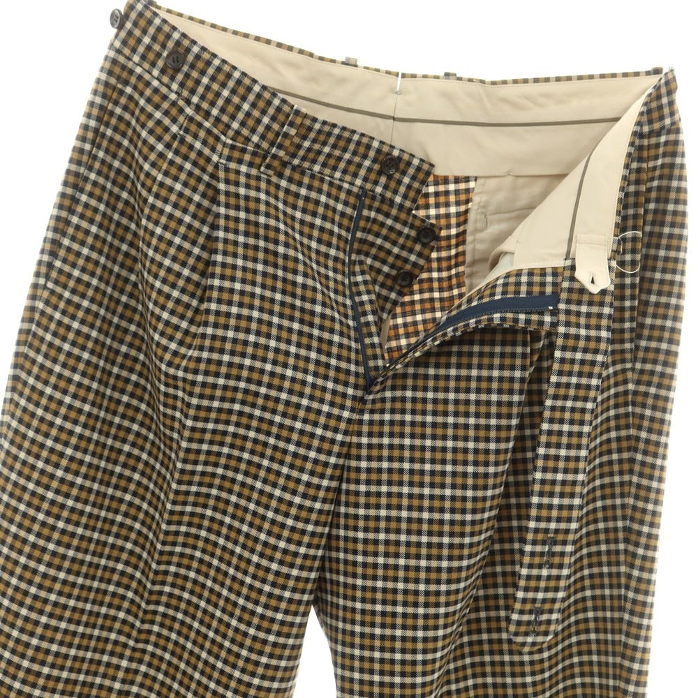 【中古】ラファーボラ La Favola ストレッチ ポリエステルウール チェック カジュアルスラックスパンツ ネイビーxベージュ【 3 】【 状態ランクC 】【 メンズ 】