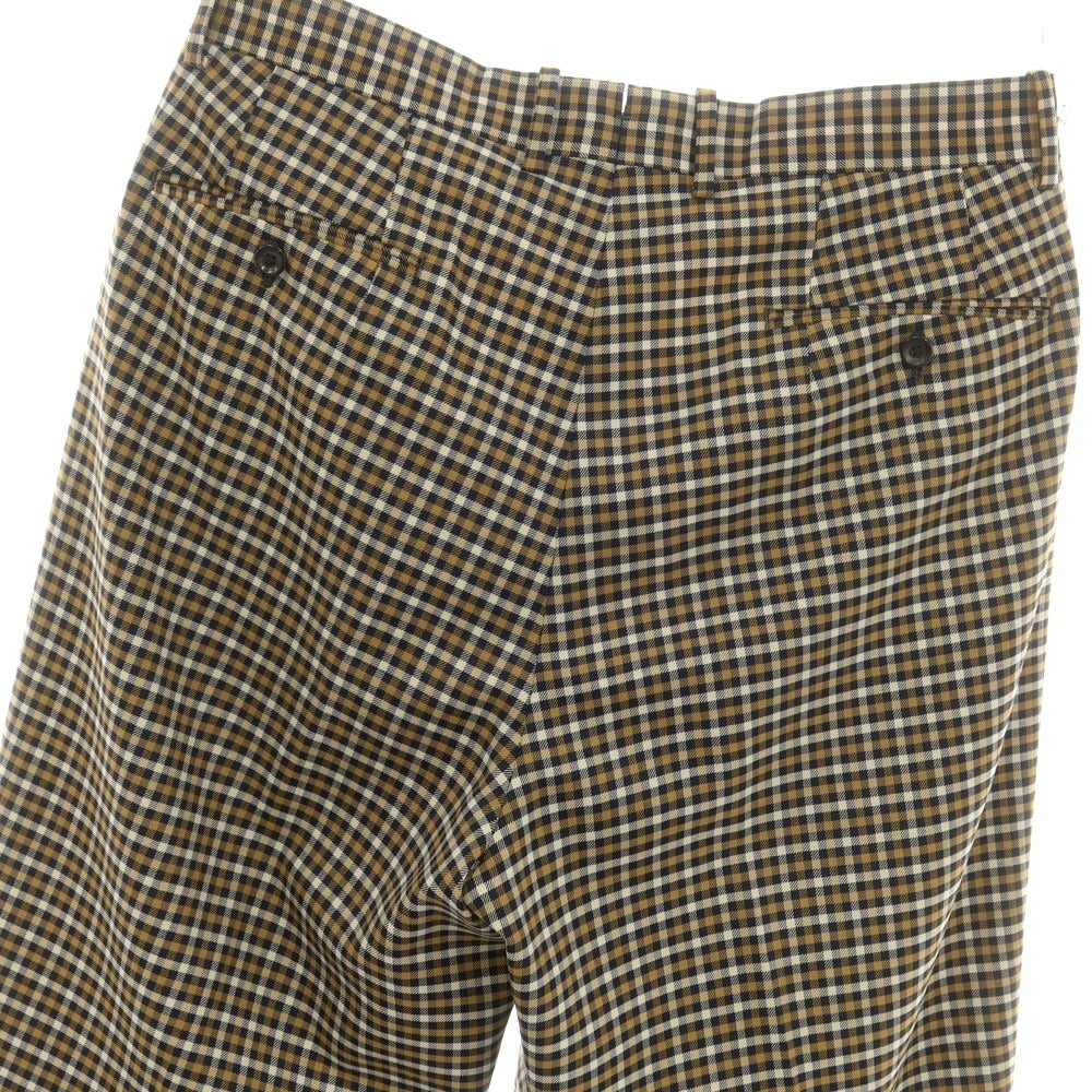 【中古】ラファーボラ La Favola ストレッチ ポリエステルウール チェック カジュアルスラックスパンツ ネイビーxベージュ【 3 】【 状態ランクC 】【 メンズ 】