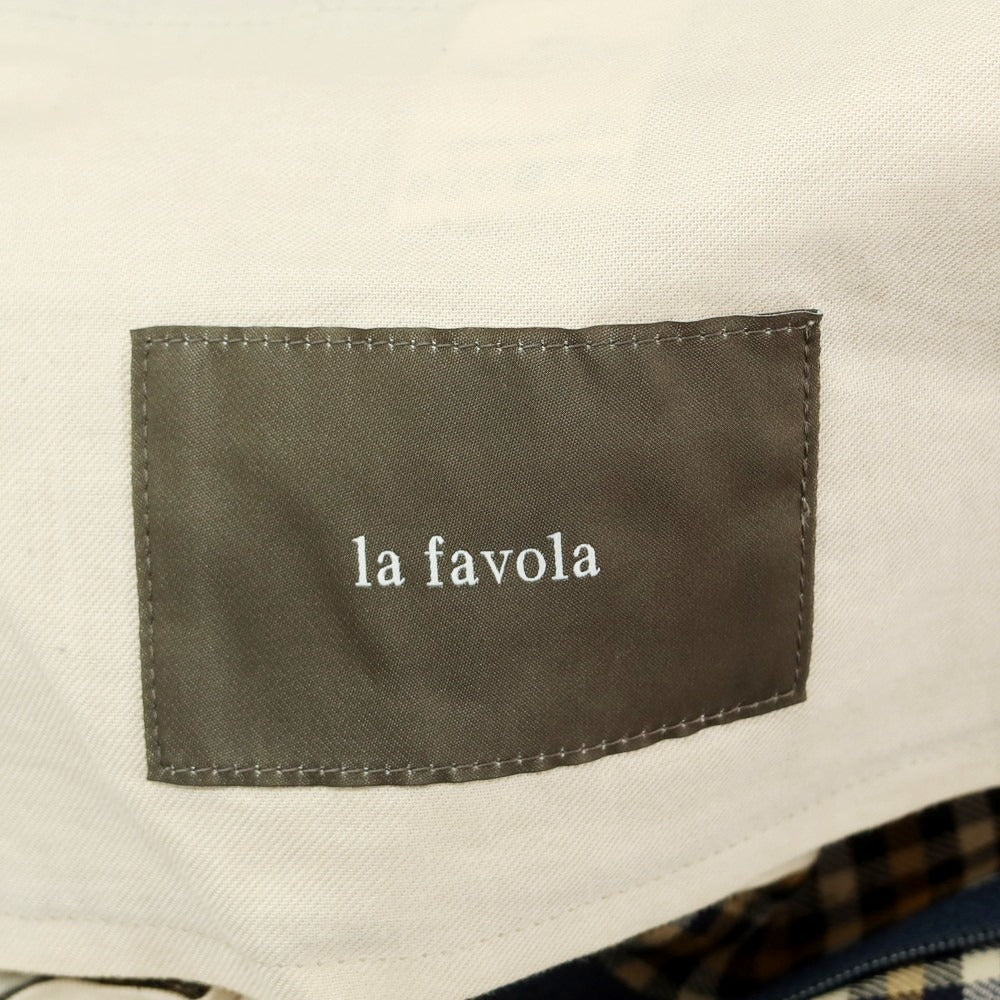 【中古】ラファーボラ La Favola ストレッチ ポリエステルウール チェック カジュアルスラックスパンツ ネイビーxベージュ【 3 】【 状態ランクC 】【 メンズ 】
