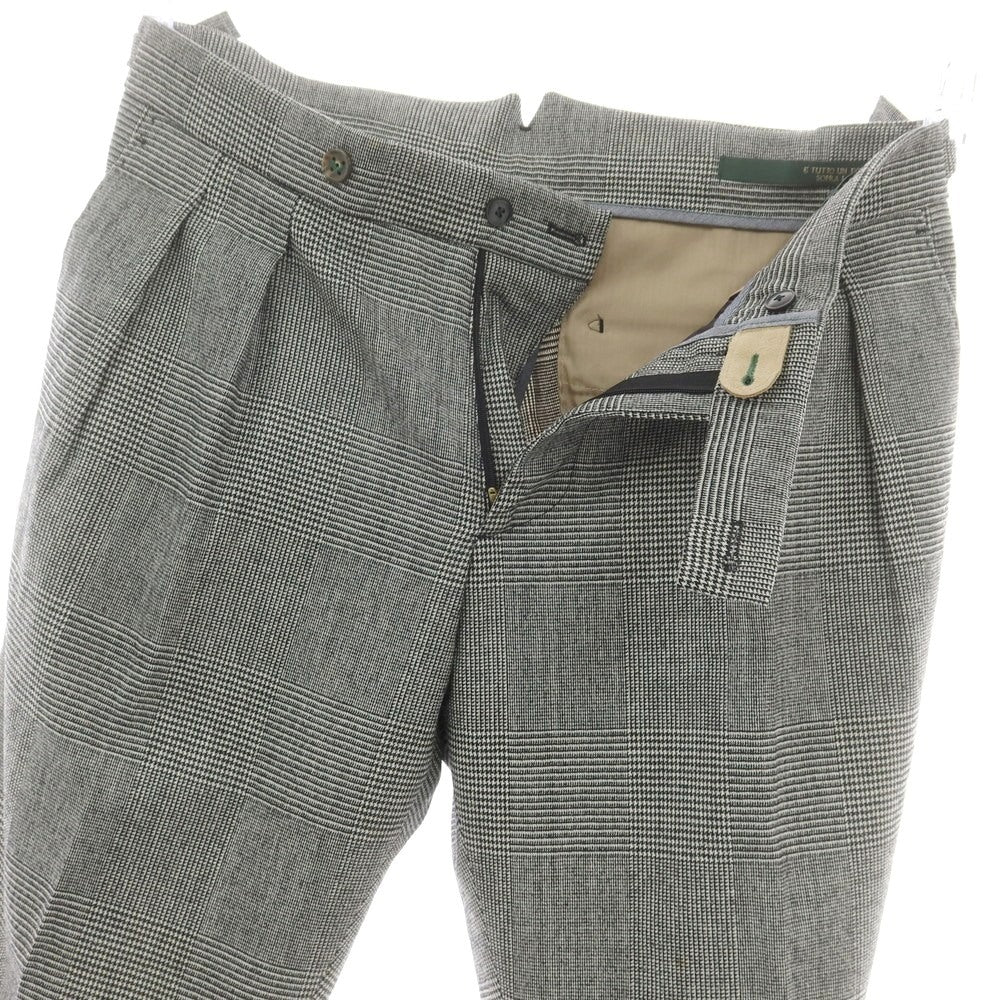 【中古】ベルウィッチ BERWICH ストレッチ ウールナイロン グレンチェック カジュアルスラックスパンツ グレー【 48 】【 状態ランクB 】【 メンズ 】