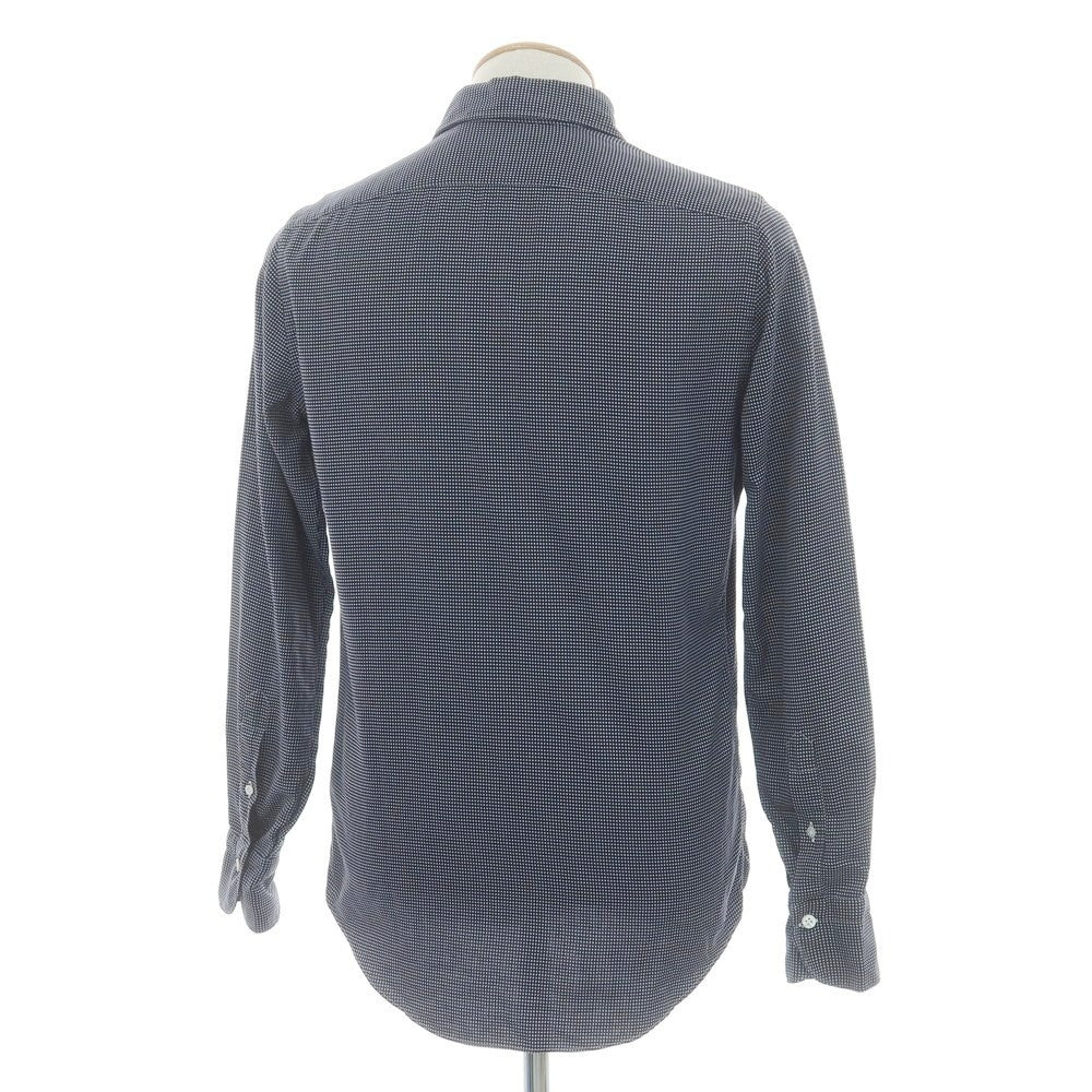 【中古】フィナモレ Finamore コットン セミワイドカラー カジュアルシャツ ネイビーxホワイト【 38 】【 状態ランクB 】【 メンズ 】