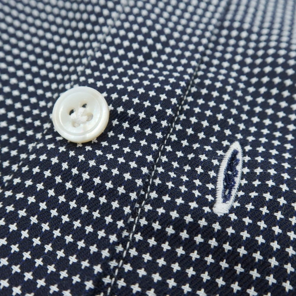 【中古】フィナモレ Finamore コットン セミワイドカラー カジュアルシャツ ネイビーxホワイト【 38 】【 状態ランクB 】【 メンズ 】