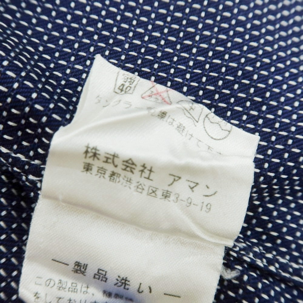 【中古】フィナモレ Finamore コットン セミワイドカラー カジュアルシャツ ネイビーxホワイト【 38 】【 状態ランクB 】【 メンズ 】