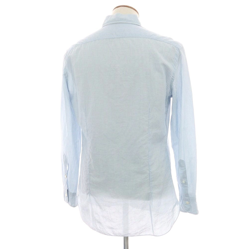 【中古】バルバ ダンディライフ BARBA DANDY LIFE コットン ストライプ ワイドカラー カジュアルシャツ ライトブルーxホワイト【 39 】【 状態ランクC 】【 メンズ 】