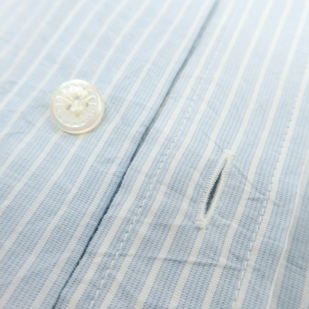 【中古】バルバ ダンディライフ BARBA DANDY LIFE コットン ストライプ ワイドカラー カジュアルシャツ ライトブルーxホワイト【 39 】【 状態ランクC 】【 メンズ 】