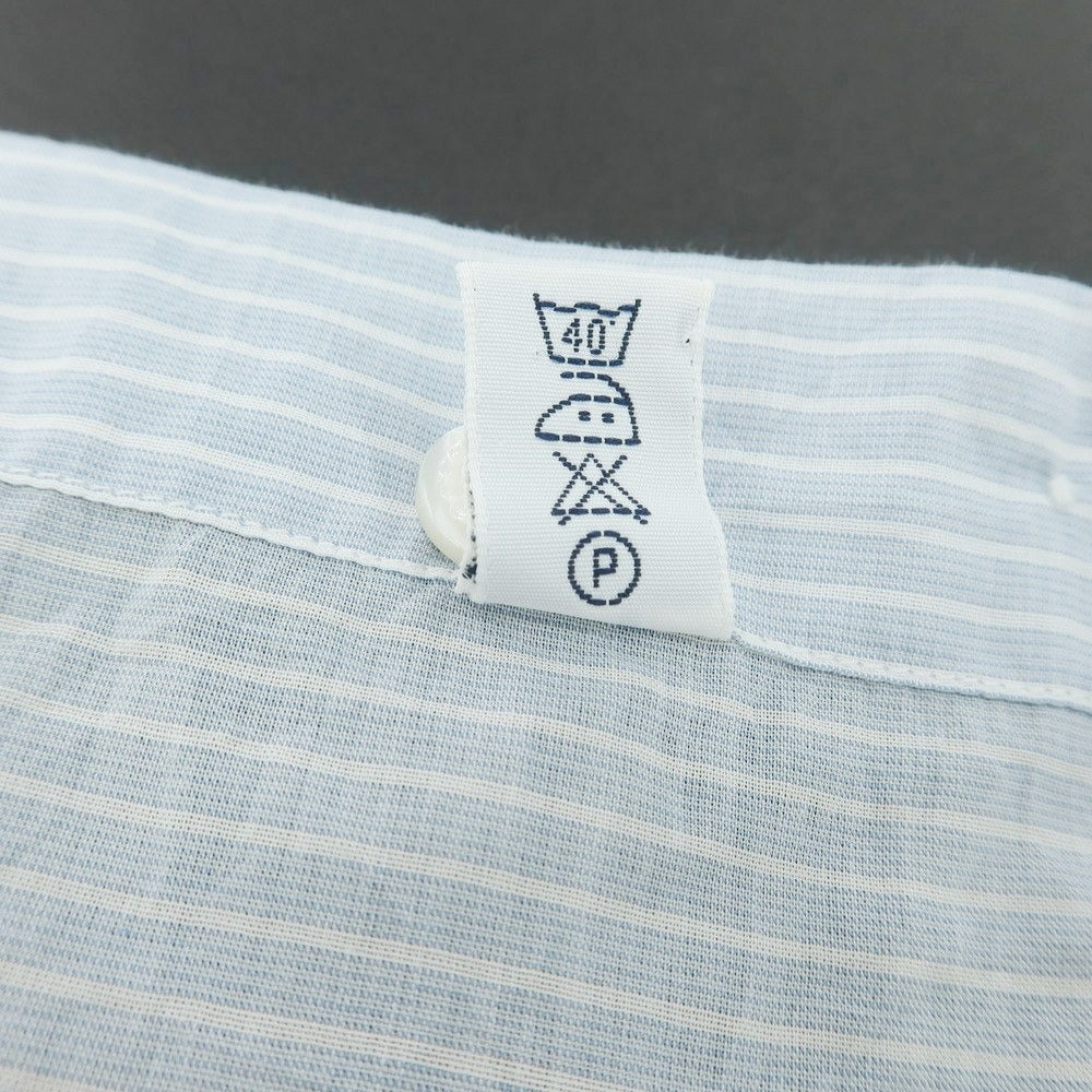 【中古】バルバ ダンディライフ BARBA DANDY LIFE コットン ストライプ ワイドカラー カジュアルシャツ ライトブルーxホワイト【 39 】【 状態ランクC 】【 メンズ 】