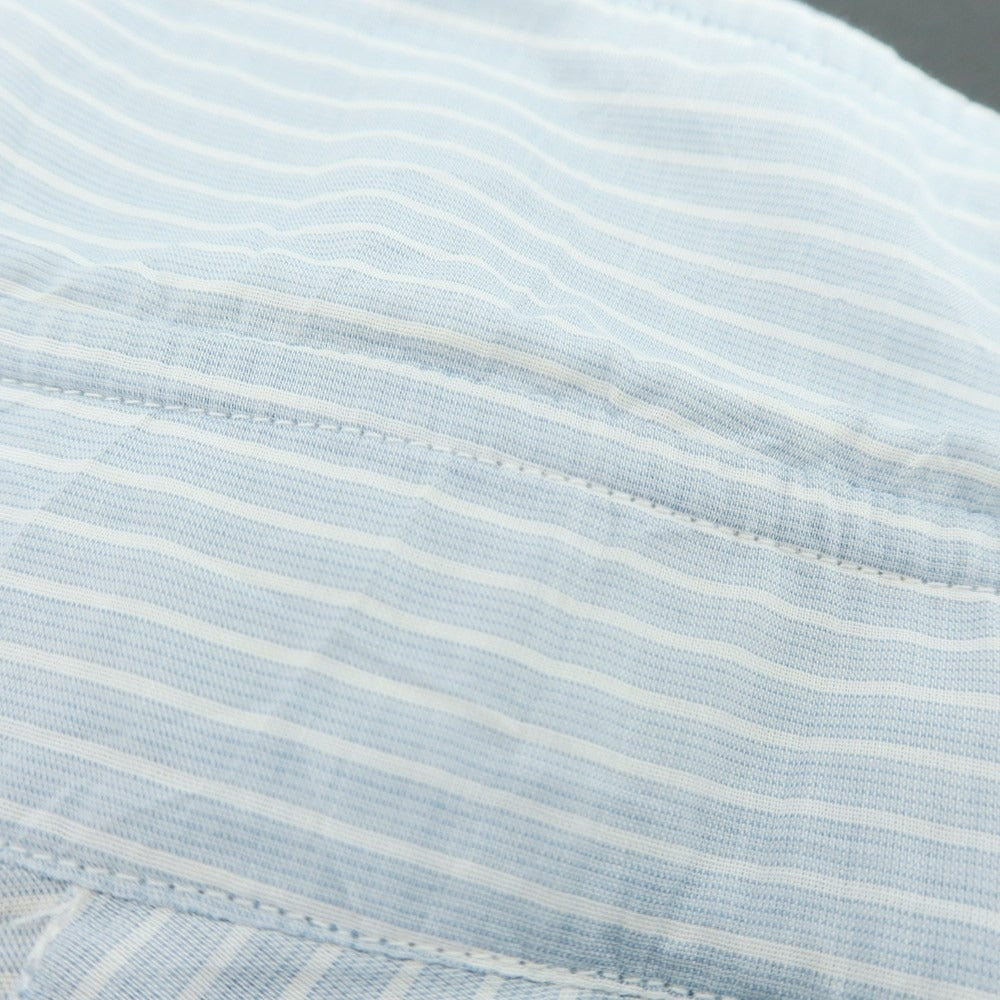 【中古】バルバ ダンディライフ BARBA DANDY LIFE コットン ストライプ ワイドカラー カジュアルシャツ ライトブルーxホワイト【 39 】【 状態ランクC 】【 メンズ 】