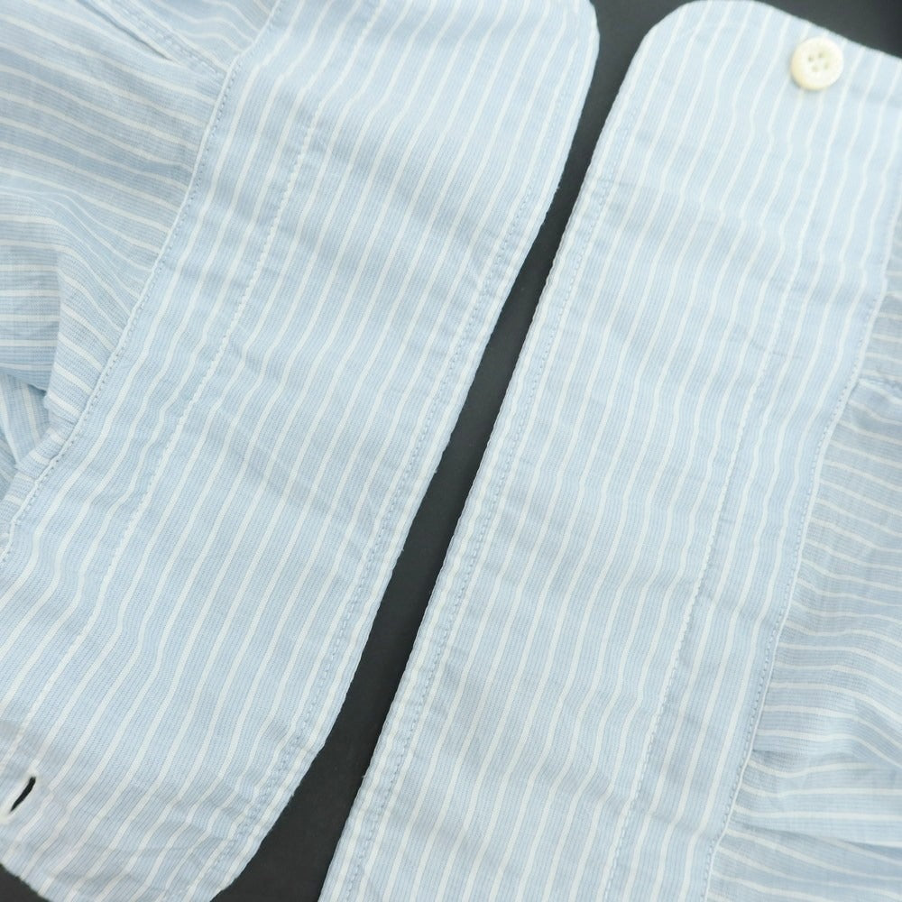 【中古】バルバ ダンディライフ BARBA DANDY LIFE コットン ストライプ ワイドカラー カジュアルシャツ ライトブルーxホワイト【 39 】【 状態ランクC 】【 メンズ 】