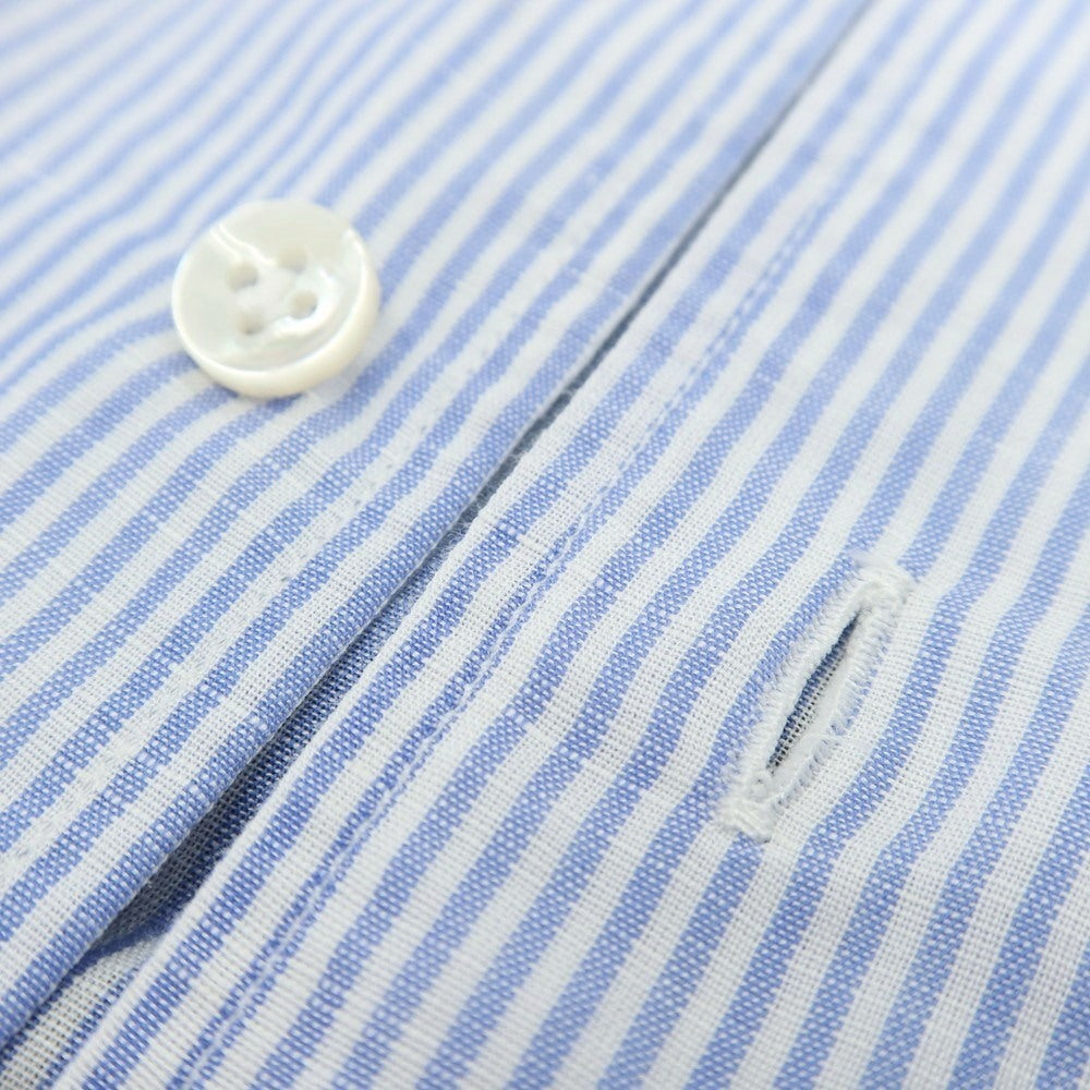 【中古】バルバ BARBA CULTO コットンリネン ストライプ セミワイド ワンピースカラー カジュアルシャツ ブルーxホワイト【 38 】【 状態ランクB 】【 メンズ 】