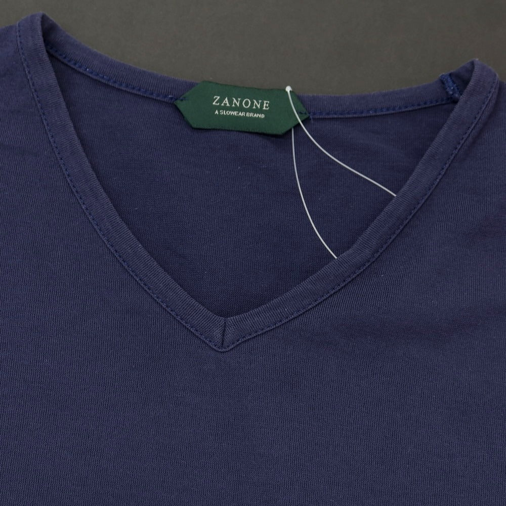 【中古】ザノーネ ZANONE アイスコットン Vネック 半袖Tシャツ ネイビー【 46 】【 状態ランクC 】【 メンズ 】
