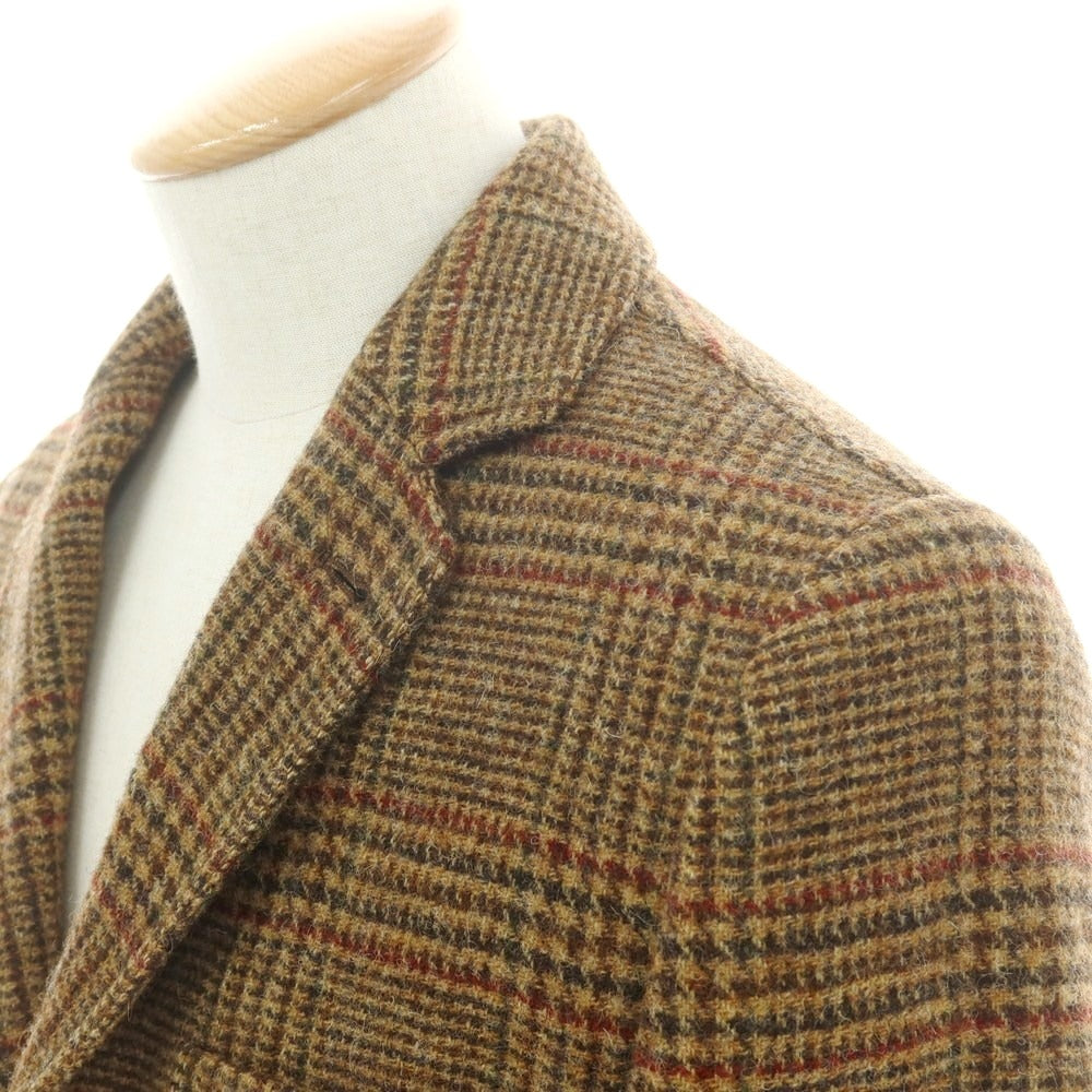 【新品】アスペジ ASPESI ツイードウール チェック テーラードジャケット ブラウンxダークブラウン×レッド【 S 】【 状態ランクN 】【 メンズ 】
