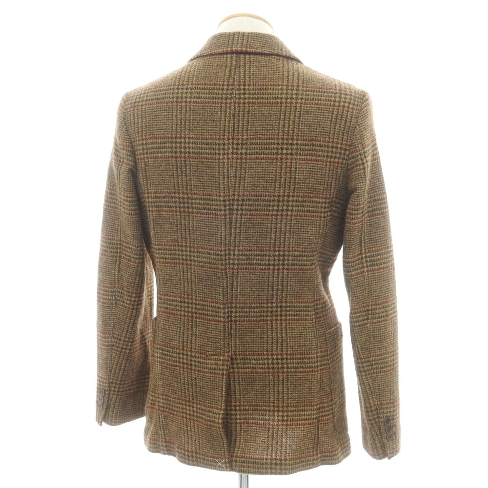 【新品】アスペジ ASPESI ツイードウール チェック テーラードジャケット ブラウンxダークブラウン×レッド【 S 】【 状態ランクN 】【 メンズ 】