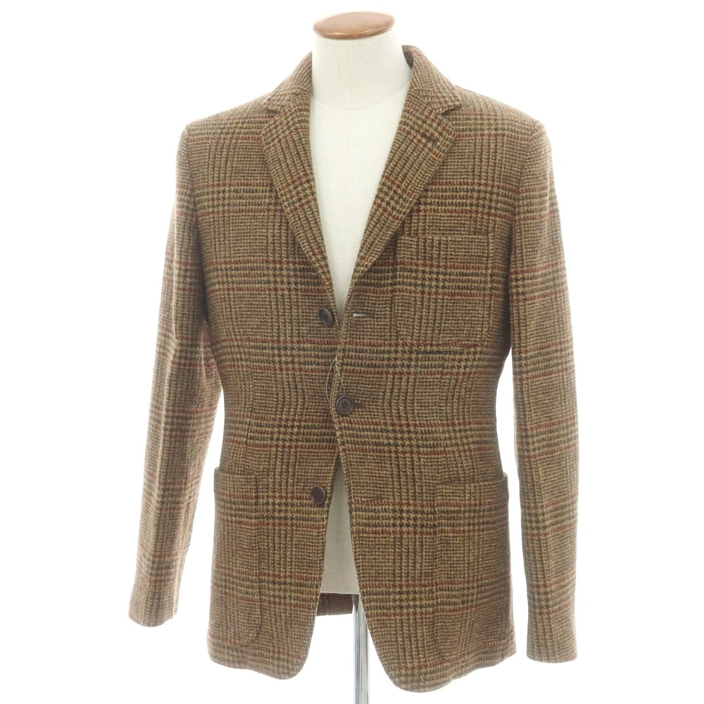 【新品】アスペジ ASPESI ツイードウール チェック テーラードジャケット ブラウンxダークブラウン×レッド【 M 】【 状態ランクN 】【 メンズ 】