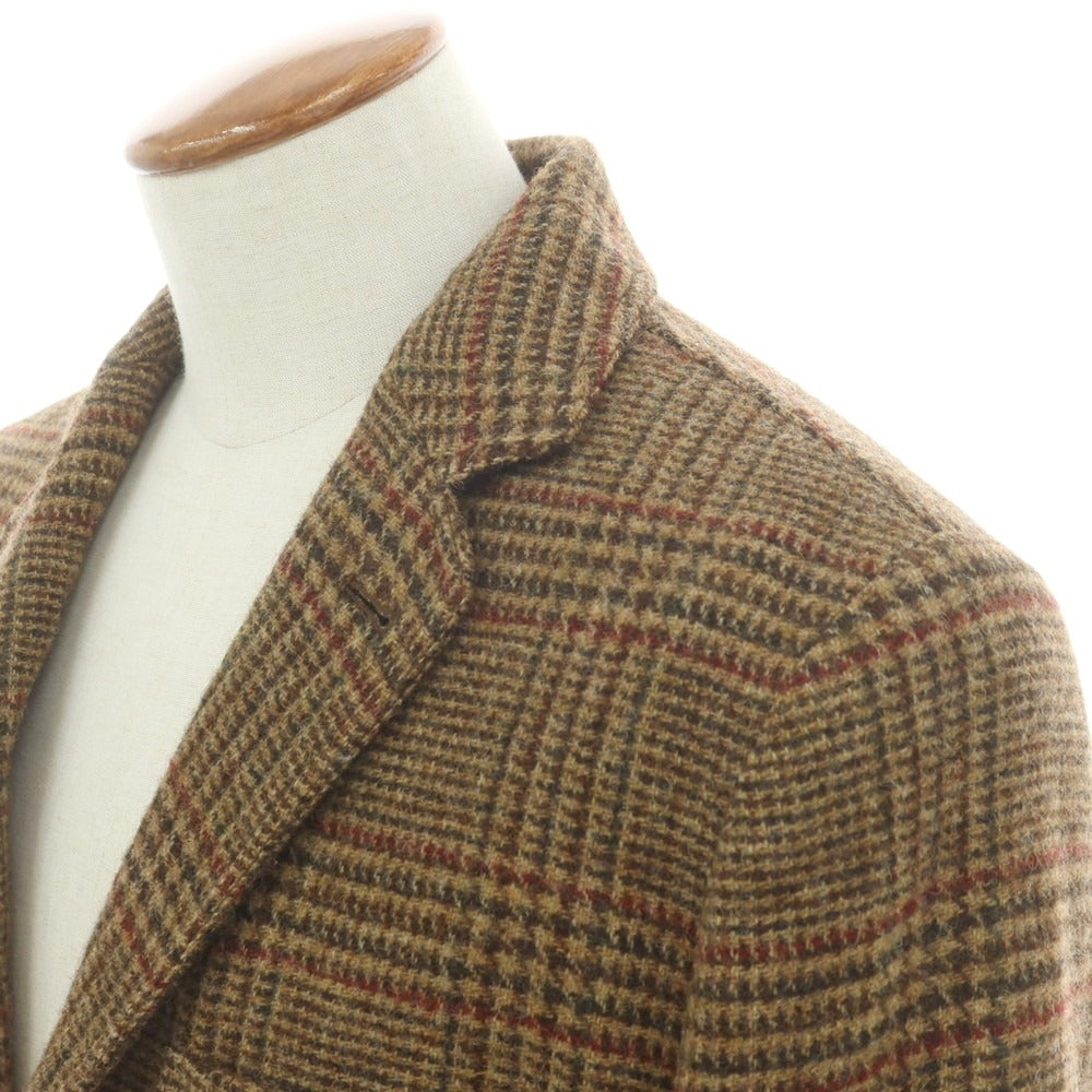 【新品】アスペジ ASPESI ツイードウール チェック テーラードジャケット ブラウンxダークブラウン×レッド【 M 】【 状態ランクN 】【 メンズ 】