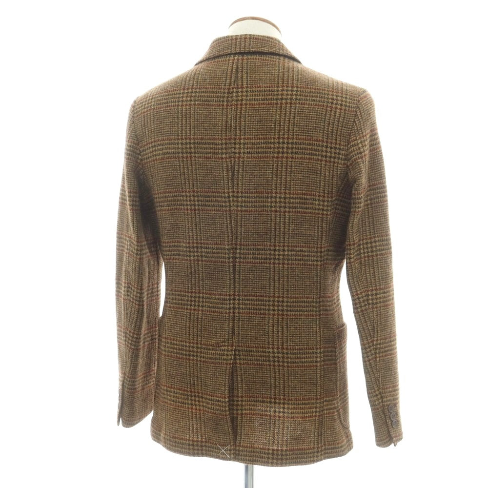 【新品】アスペジ ASPESI ツイードウール チェック テーラードジャケット ブラウンxダークブラウン×レッド【 M 】【 状態ランクN 】【 メンズ 】