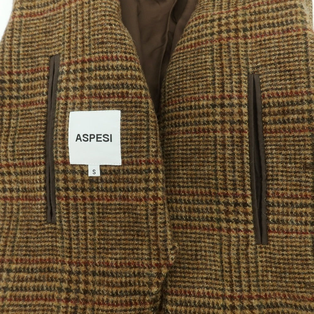 【新品】アスペジ ASPESI ツイードウール チェック テーラードジャケット ブラウンxダークブラウン×レッド【 M 】【 状態ランクN 】【 メンズ 】