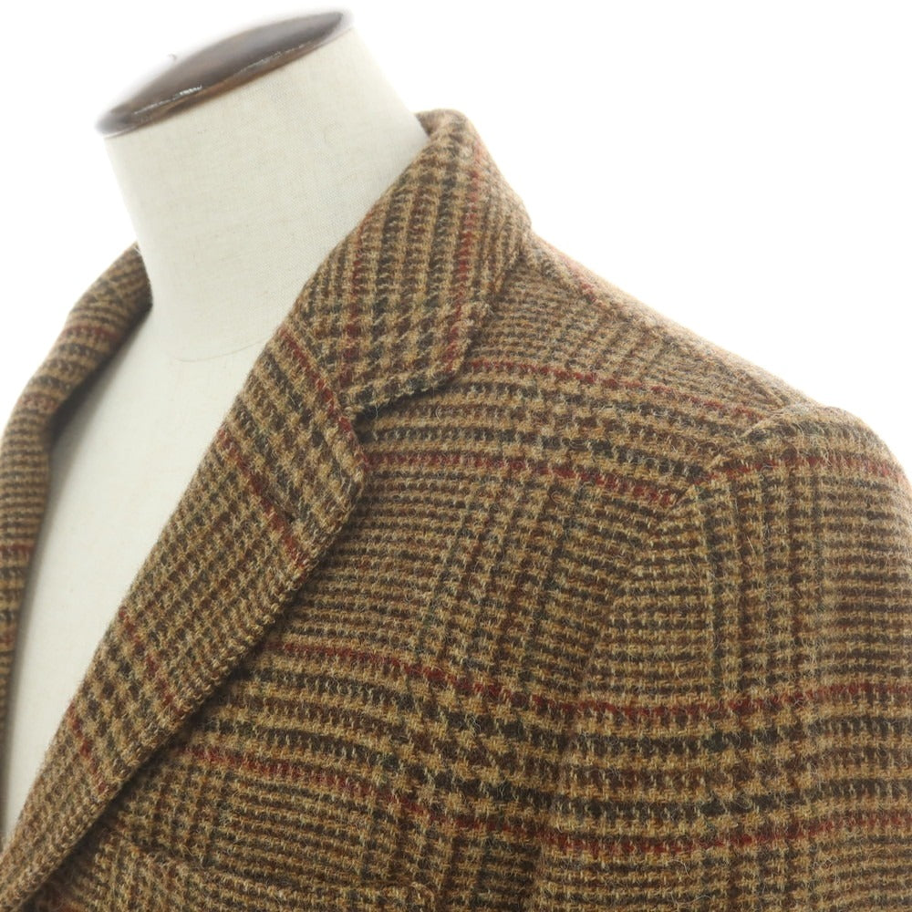 【新品】アスペジ ASPESI ツイードウール チェック テーラードジャケット ブラウンxダークブラウン×レッド【 L 】【 状態ランクN 】【 メンズ 】