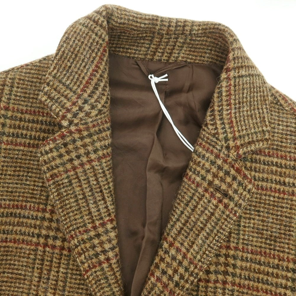 【新品】アスペジ ASPESI ツイードウール チェック テーラードジャケット ブラウンxダークブラウン×レッド【 L 】【 状態ランクN 】【 メンズ 】