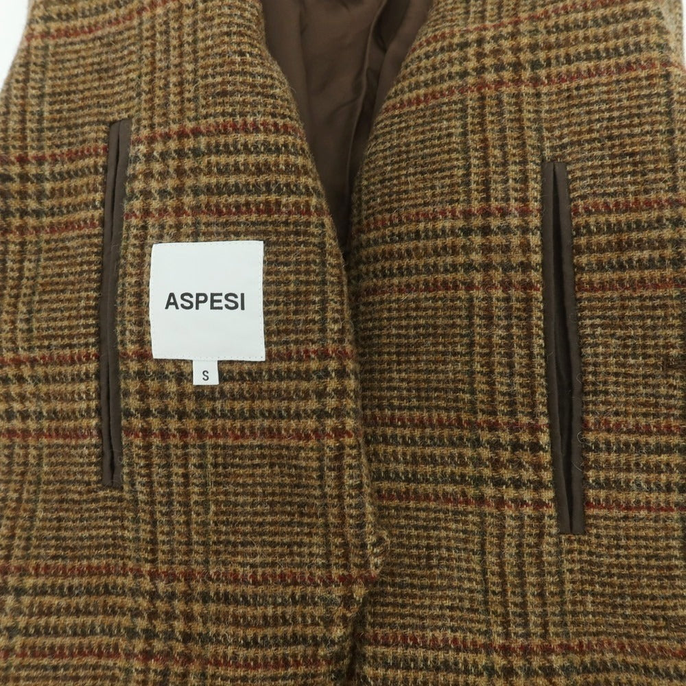 【新品】アスペジ ASPESI ツイードウール チェック テーラードジャケット ブラウンxダークブラウン×レッド【 L 】【 状態ランクN 】【 メンズ 】